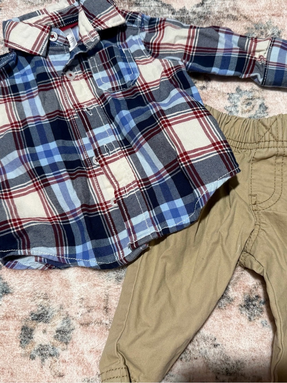 Carter's Navy, Light Blue, Cream & Burgundy Plaid Button-Up